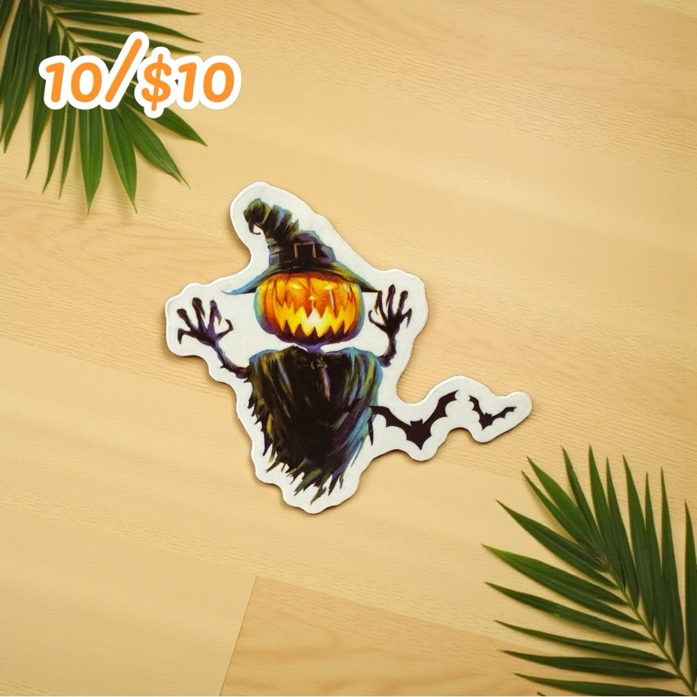 Halloween Pumpkin Head Witch Sticker | Spooky Jack O’Lantern Matte Decal